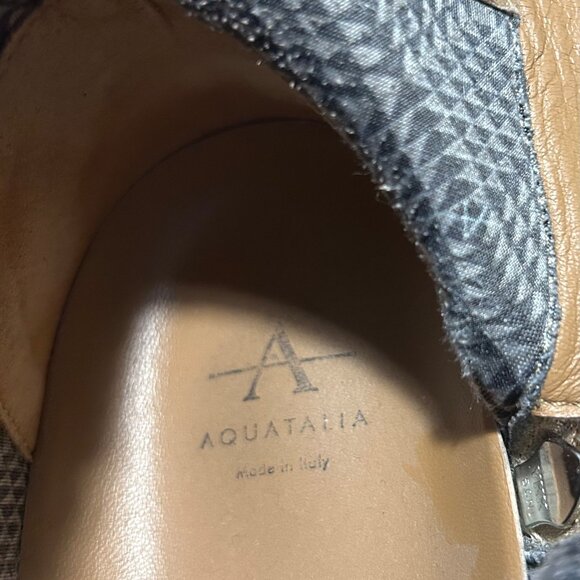 Womens Aquatalia Larisa Sand Suede Shearling Fur Ankle Zip Sneaker Booties 8.5 - Picture 9 of 16